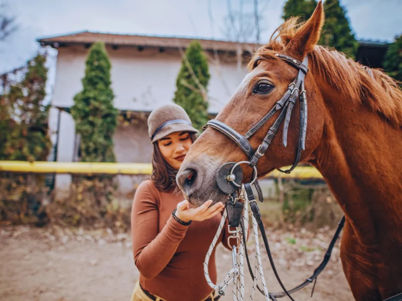 photograph wd her horse