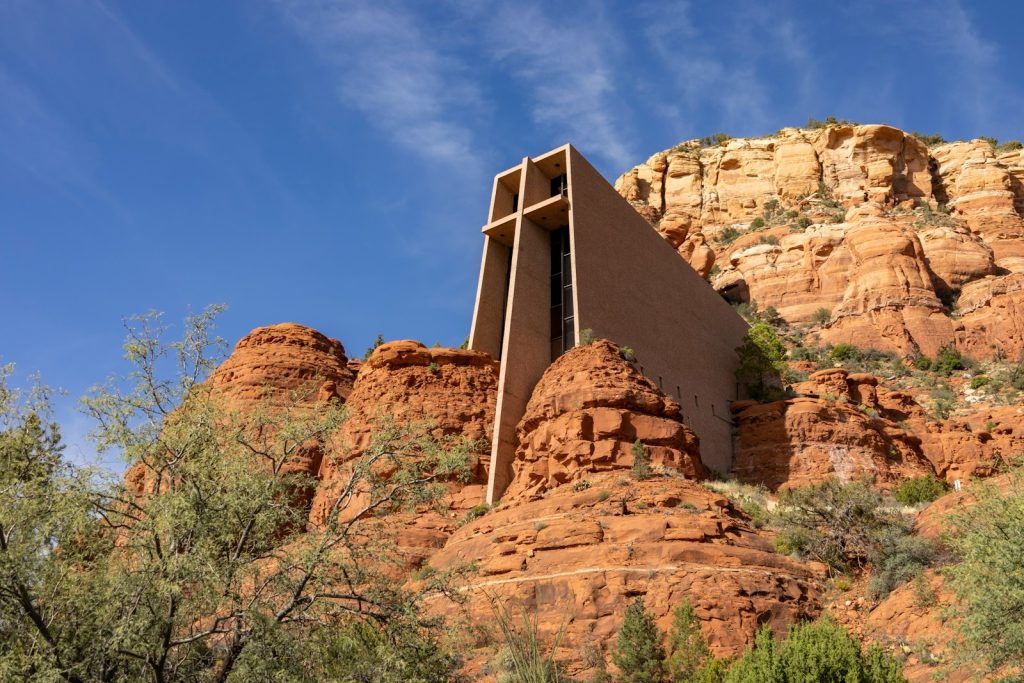 a church built into the side of a mountain